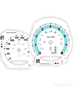 For Porsche Macan: Gauge Faces Set - OPTIONS - White / Miami Blue Accent Track
