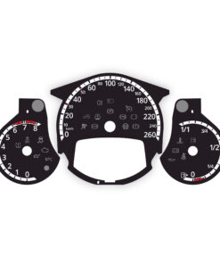 For (2011-2019) Volkswagen Beetle A5: Gauge Face – 260 km/h – Black