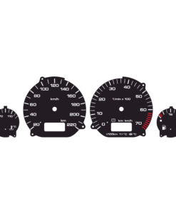 For (1991–1993) Volkswagen Golf 3: Gauge Face – 220 km/h – Black