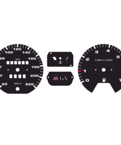 For (1984-1992) Volkswagen Golf 2 (GTI 8V, Carat) : Gauge Face – 220 km/h – Black