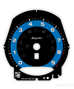For Porsche 718 / 981 Boxster Spyder: Gauge Face Tachometer - OPTIONS - Black with Blue Solid Accent Track