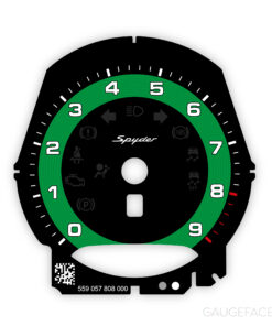For Porsche 718 / 981 Boxster Spyder: Gauge Face Tachometer - OPTIONS - Black with Green Solid Accent Track