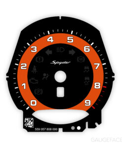 For Porsche 718 / 981 Boxster Spyder: Gauge Face Tachometer - OPTIONS - Black with Lava Orange Solid Accent Track