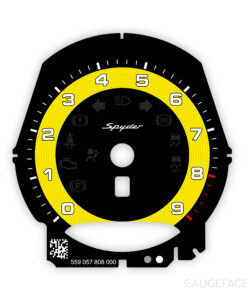 For Porsche 718 / 981 Boxster Spyder: Gauge Face Tachometer - OPTIONS - Black with Yellow Solid Accent Track