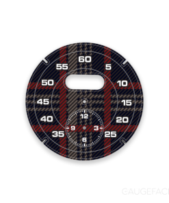 B2B: Custom Order: For Porsche Sport Chrono Stopwatch: Custom Design – Black/Gray Plaid Pattern with Red Stripes