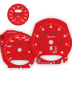 Custom Order: For Porsche 718 Boxster / Cayman 2.0L: Gauge Faces – AT – EU – Guards Red – Custom Logotype – Sport Chrono