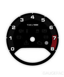 Porsche 971 Panamera / E3 Cayenne: Gauge Face Tachometer - Black / Black Pinstripe