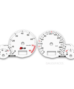 Audi A8 S8 D2 (1994-2002) – 8000 RPM – 320 KM/H – Gauge Faces – White