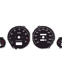 Audi 80 Gauge Faces – 8000 RPM – 220 KM/H  – Black with Audi logo
