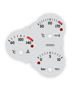 Ferrari F360 F430 (Type F131) Temperature / Pressure Gauge Face - Spider Look - Silver - OPTIONS