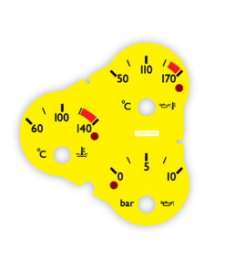 Ferrari F360 F430 (Type F131) Temperature / Pressure Gauge Face - OPTIONS - Challenge Stradale Look - Yellow