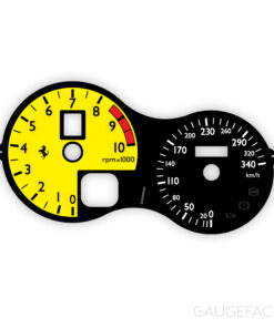 Ferrari F360 F430 F1 (Type F131) Custom Gauge Face - Stradale Look - OPTIONS - Black / Yellow