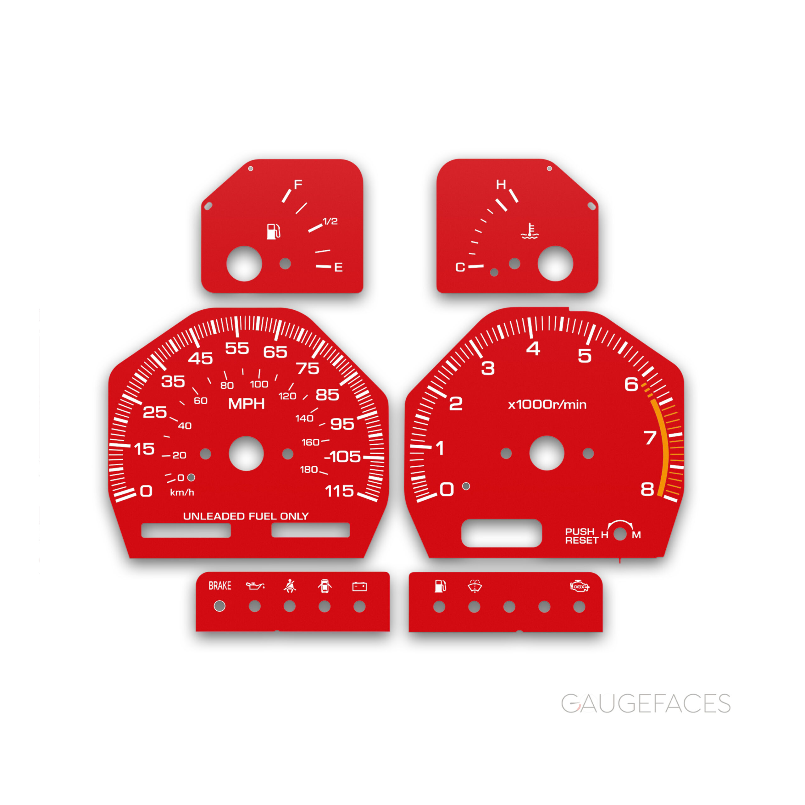 Nissan-240SX-gauge-face-custom-replacement-dials-Red-Solid