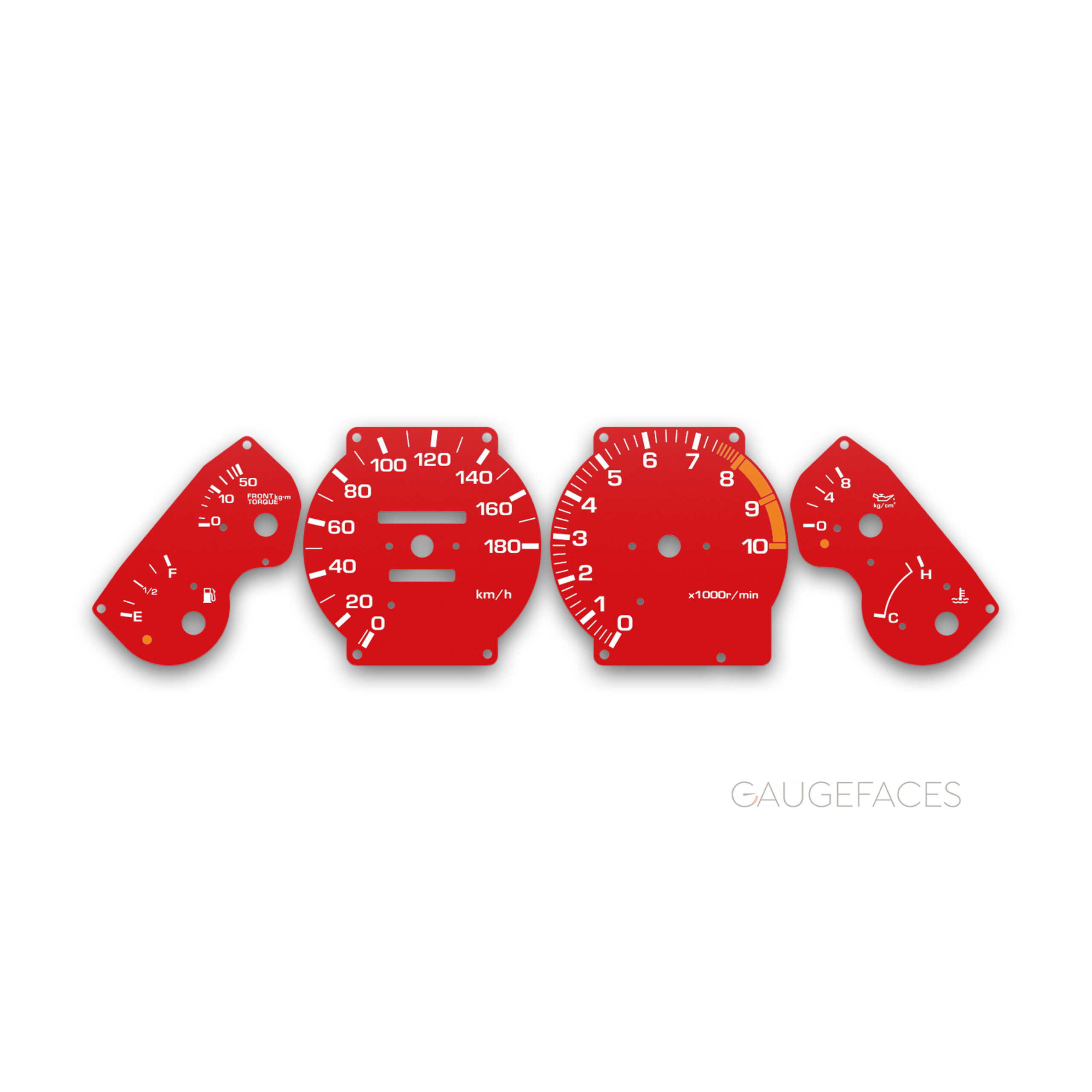 Nissan-Skyline-GTR-R32-gauge-face-custom-replacement-dials-Red-Solid