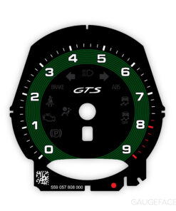 For Porsche 718 GTS 4.0 Boxster / Cayman Gauge Face Tachometer – Black / Dark Green Solid Ring