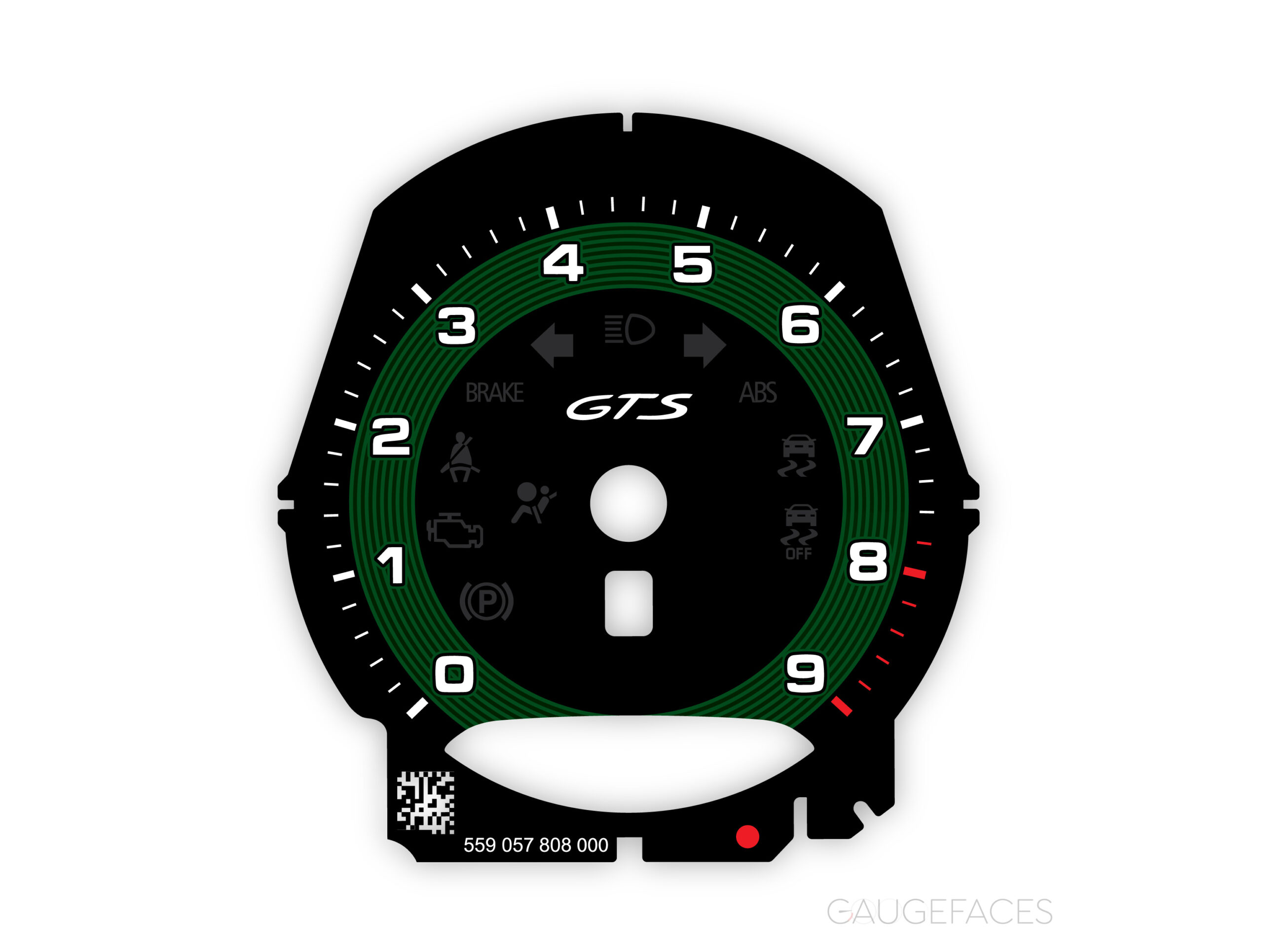 Porsche-718-GTS--4.0-gauge-face-tachometer--manual-Black-with-Dark-Green-Solid-Accent-Track-US