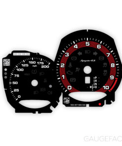 For Porsche 718 Spyder RS: Gauge Faces – OPTIONS - Black / Red Pinstripe Ring