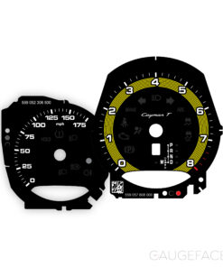 For Porsche 718 Cayman T: Gauge Faces - OPTION - Black / Yellow Pinstripe