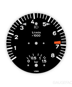 For Porsche 911 930 Turbo 3.0 Gauge Face Tachometer (Boost / Non-Boost)- 8000 RPM - Black