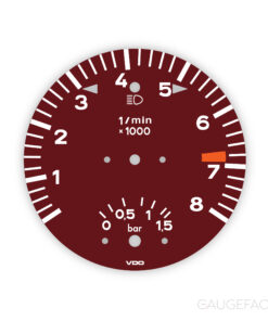 For Porsche 911 930 Turbo 3.0 Gauge Face Tachometer (Boost / Non-Boost)- 8000 RPM – Dark Red