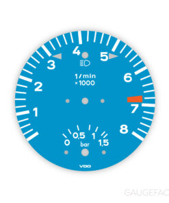 For Porsche 911 930 Turbo 3.0 Gauge Face Tachometer (Boost / Non-Boost)- 8000 RPM – Sky Blue