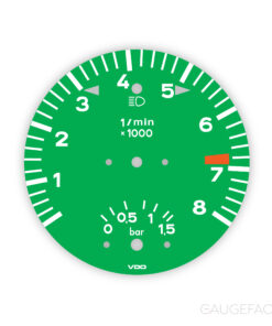 For Porsche 911 930 Turbo 3.0 Gauge Face Tachometer (Boost / Non-Boost)- 8000 RPM – Viper Green