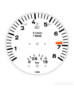 For Porsche 911 930 Turbo 3.0 Gauge Face Tachometer (Boost / Non-Boost)- 8000 RPM - White