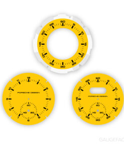 For Porsche Dashboard Clock: Sport Chrono Gauge Face - Porsche Design Subsecond Chronograph - Speed Yellow
