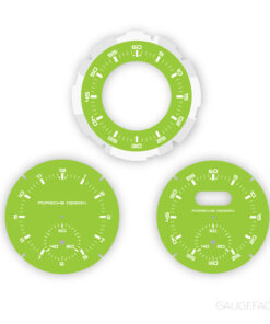 For Porsche Dashboard Clock: Sport Chrono Gauge Face - Porsche Design Subsecond Chronograph - Acid Green