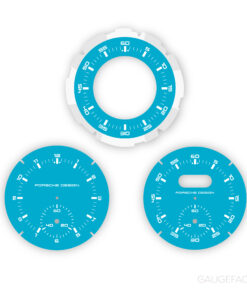 For Porsche Dashboard Clock: Sport Chrono Gauge Face - Porsche Design Subsecond Chronograph - Miami Blue
