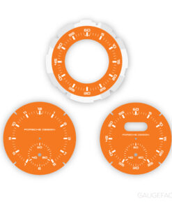 For Porsche Dashboard Clock: Sport Chrono Gauge Face - Porsche Design Subsecond Chronograph - Orange
