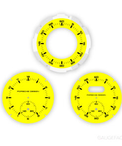 For Porsche Dashboard Clock: Sport Chrono Gauge Face - Porsche Design Subsecond Chronograph - Racing Yellow