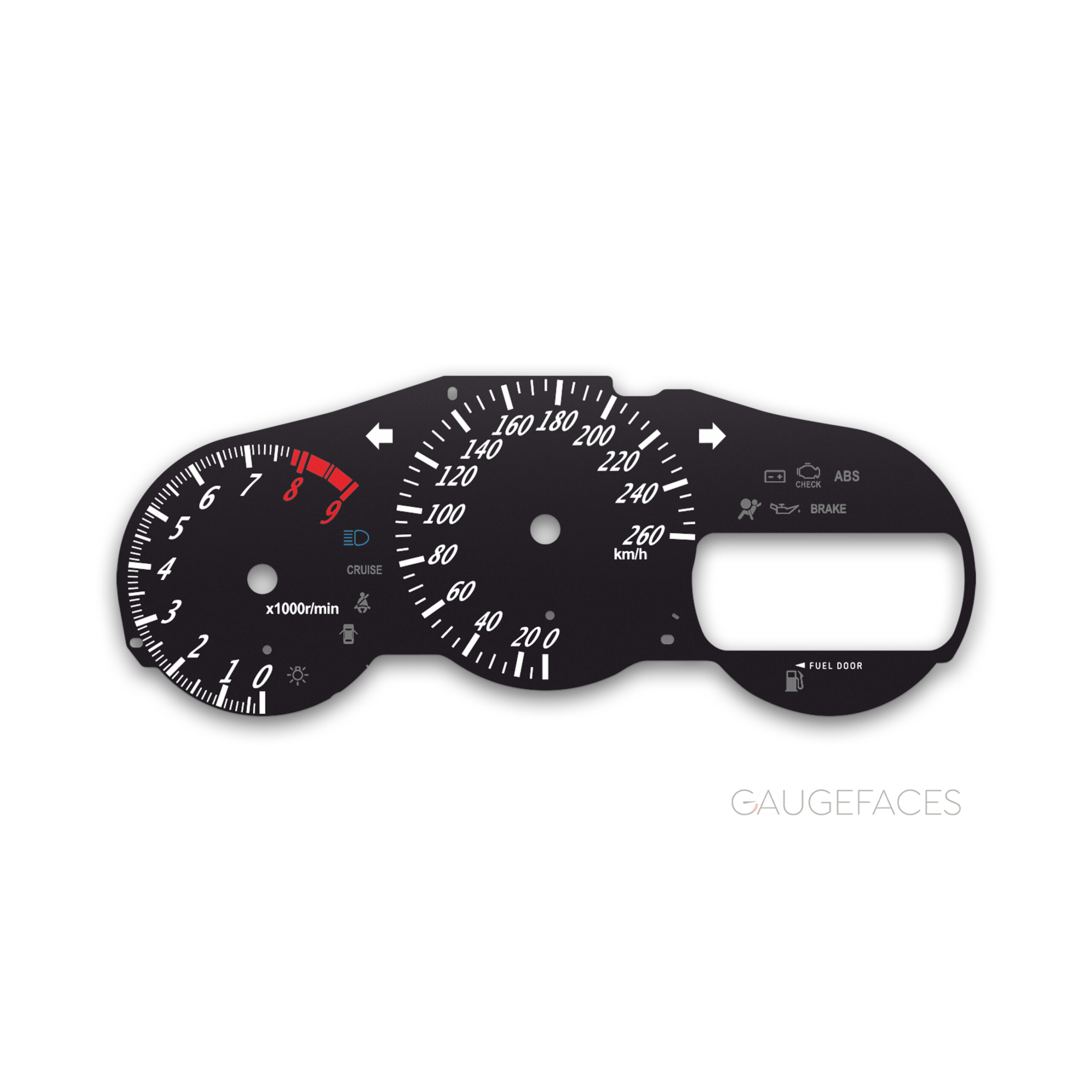 Toyota-Celica-T23-gauge-face-custom-replacement-dials-Black-Solid