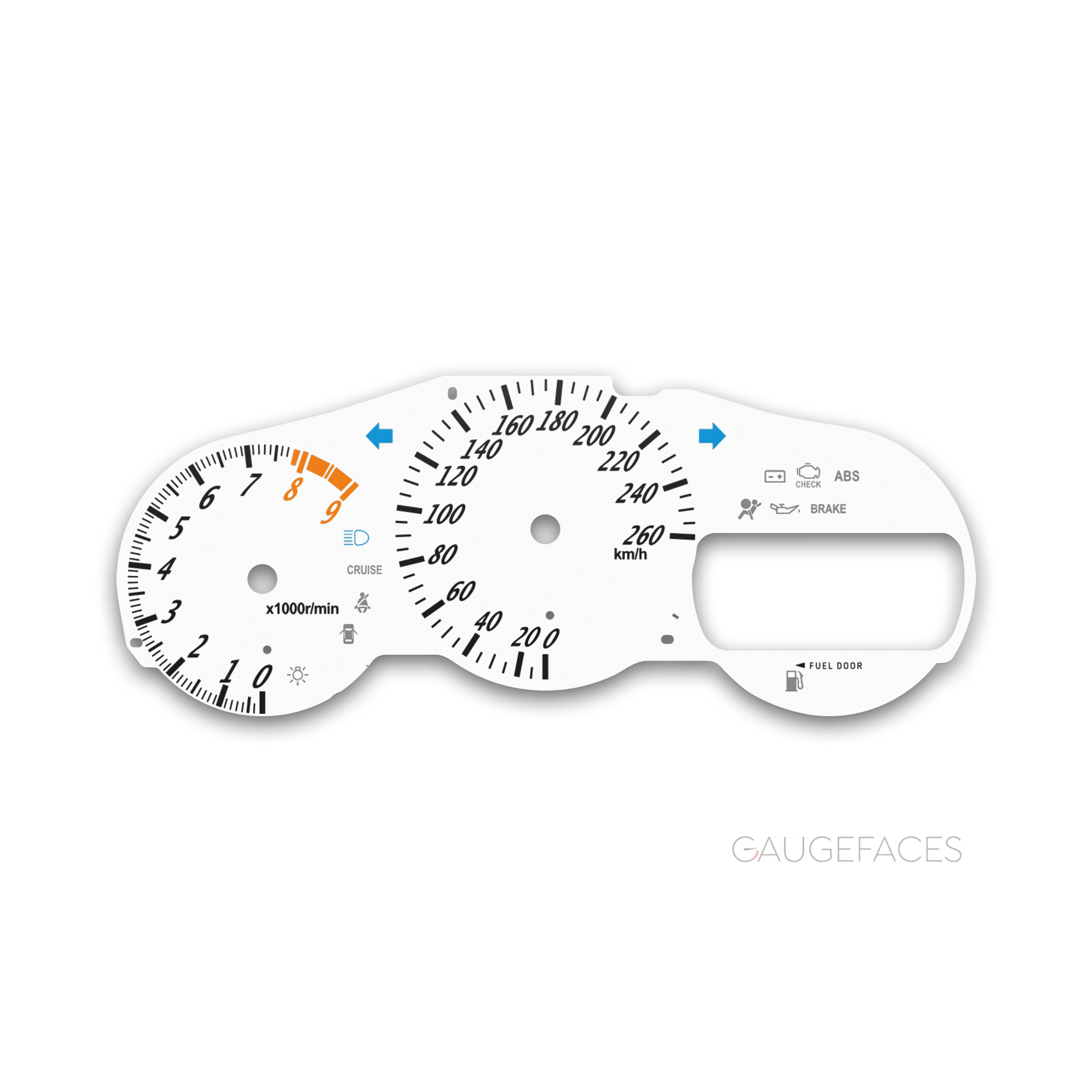 Toyota-Celica-T23-gauge-face-custom-replacement-dials-White-Solid