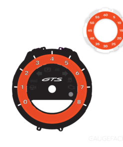B2B Custom Order: For Porsche 911 992 GTS: Gauge Face Tachometer – Black with Orange Solid Accent Ring – US