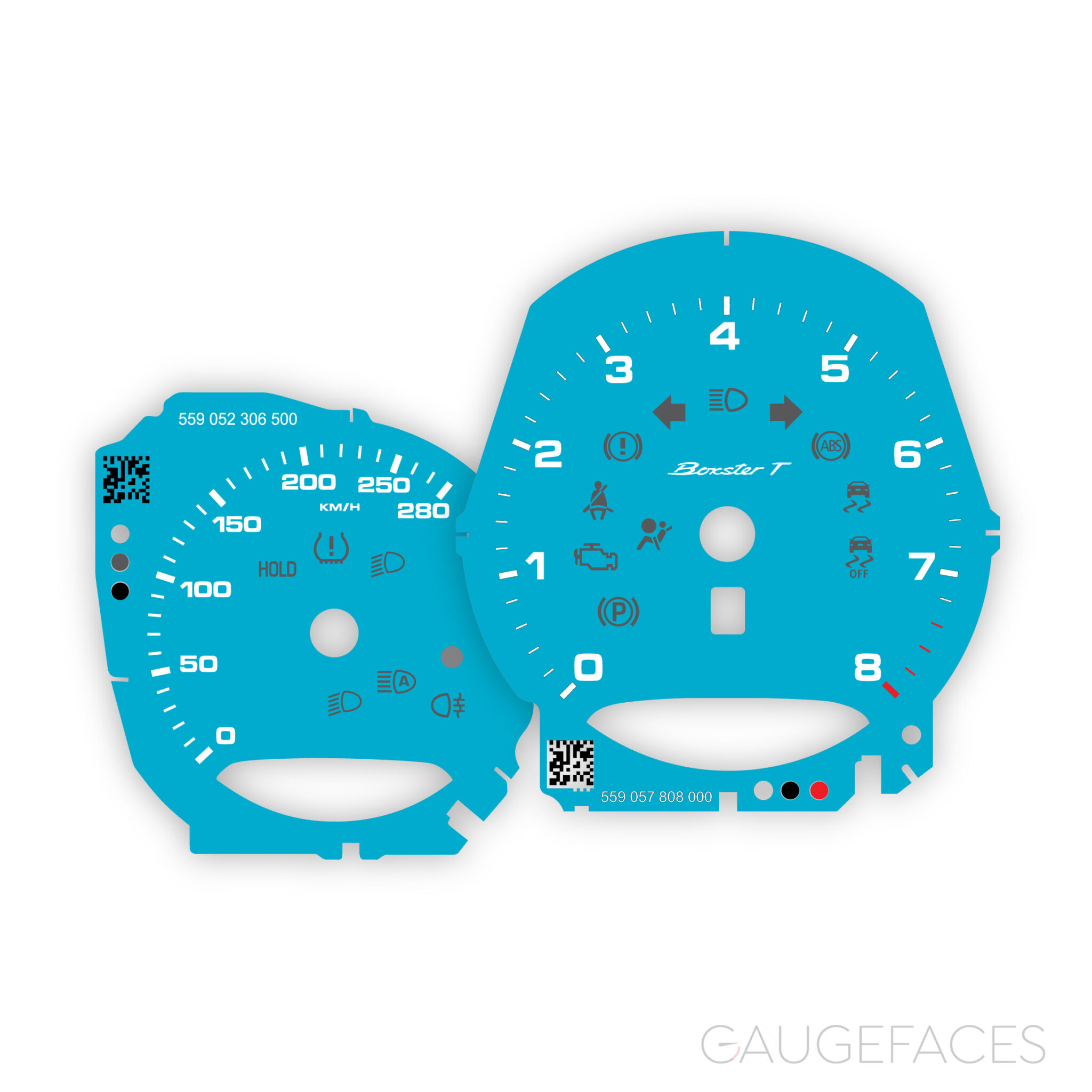 For Porsche 718 Boxster T 2.0: Gauge Faces – OPTION – Miami Blue ...