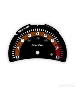 For Porsche 911 996 Turbo / Turbo S: Gauge Face Tachometer - OPTIONS - Black / Orange Pinstripe