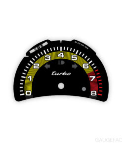 For Porsche 911 996 Turbo / Turbo S: Gauge Face Tachometer - OPTIONS - Black / Yellow Pinstripe