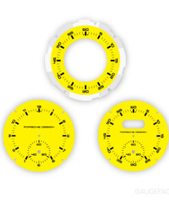 For Porsche Dashboard Clock: Sport Chrono Gauge Face – Porsche Design Subsecond Chronograph – Racing Yellow