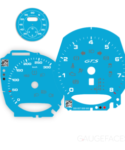 Custom Order: For Porsche 718 Boxster GTS: Gauge Faces – EU – AT – Miami Blue / Sport Chrono