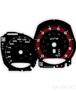 For Porsche 718 / 981 Cayman GT4: Gauge Faces - OPTIONS - Black / Guards Red Pinstripe
