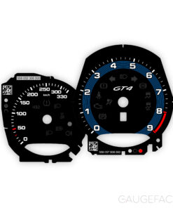 For Porsche 718 / 981 Cayman GT4: Gauge Faces - OPTIONS - Black / Shark Blue Pinstripe