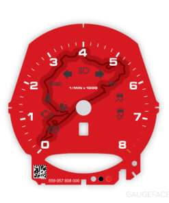 For Porsche 718 Boxster / Cayman: Gauge Face Tachometer - OPTIONS - Guards Red with Nurburgring
