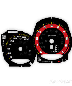 For Porsche 718 Spyder RS: Gauge Faces - OPTIONS - Black with Guards Red Solid Halo Ring