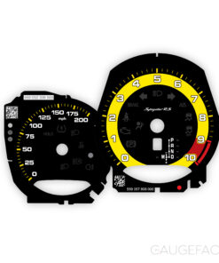 For Porsche 718 Spyder RS: Gauge Faces - OPTIONS - Black with Yellow Solid Halo Ring