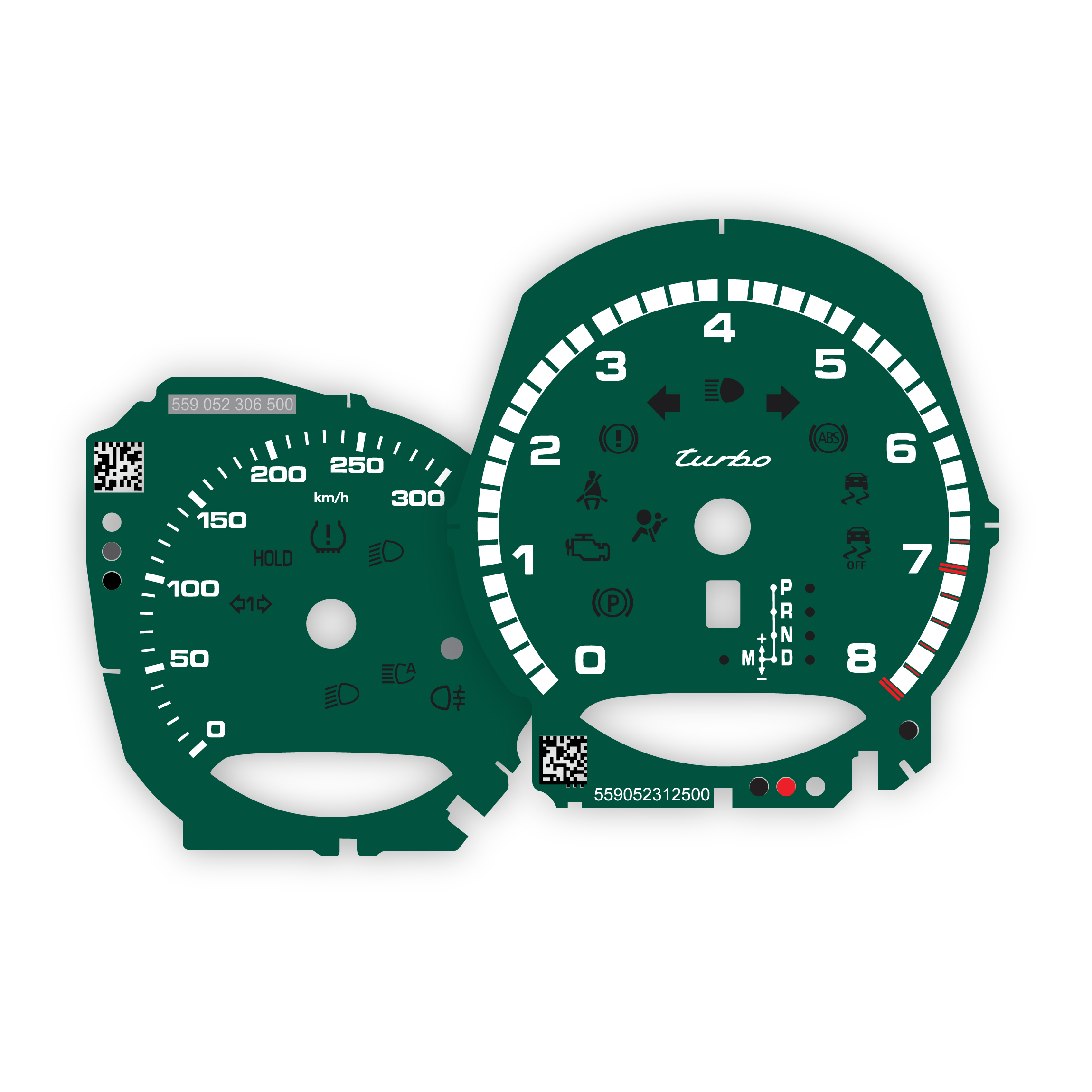 Porsche-Macan-95B.1-Turbo-gauge-face-custom-replacement-dials-EU-Dark-Green-Solid