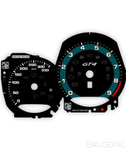 For Porsche 718 / 981 Cayman GT4: Gauge Faces - OPTIONS - Black / Miami Blue Pinstripe
