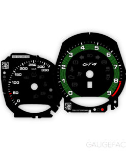 For Porsche 718 / 981 Cayman GT4: Gauge Faces - OPTIONS - Black / Python Green Pinstripe