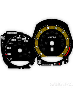 For Porsche 718 / 981 Cayman GT4: Gauge Faces - OPTIONS - Black / Speed Yellow Pinstripe