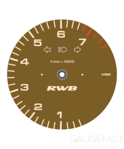 Collaboration Product: For Porsche 993 / 964 Gauge Face Tachometer – RWB – Gold Metallic